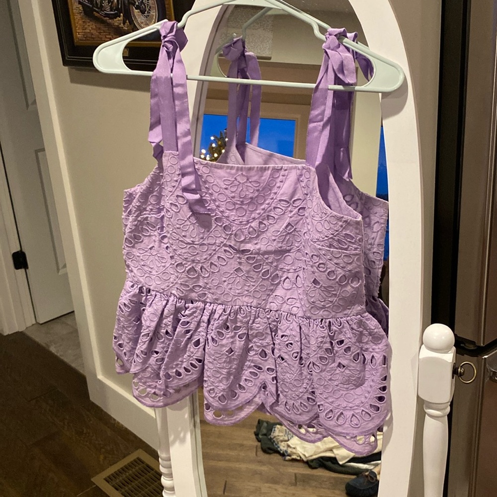 J. Crew women purple ribbon tank top. Women size 2.